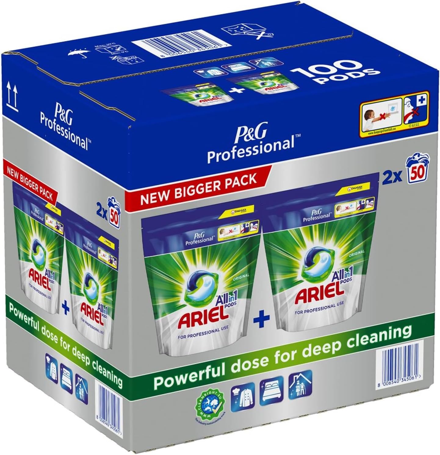 Ariel Professional Liquipods All in One Regular 2×50 Pods (Pack of 2),100 Washes